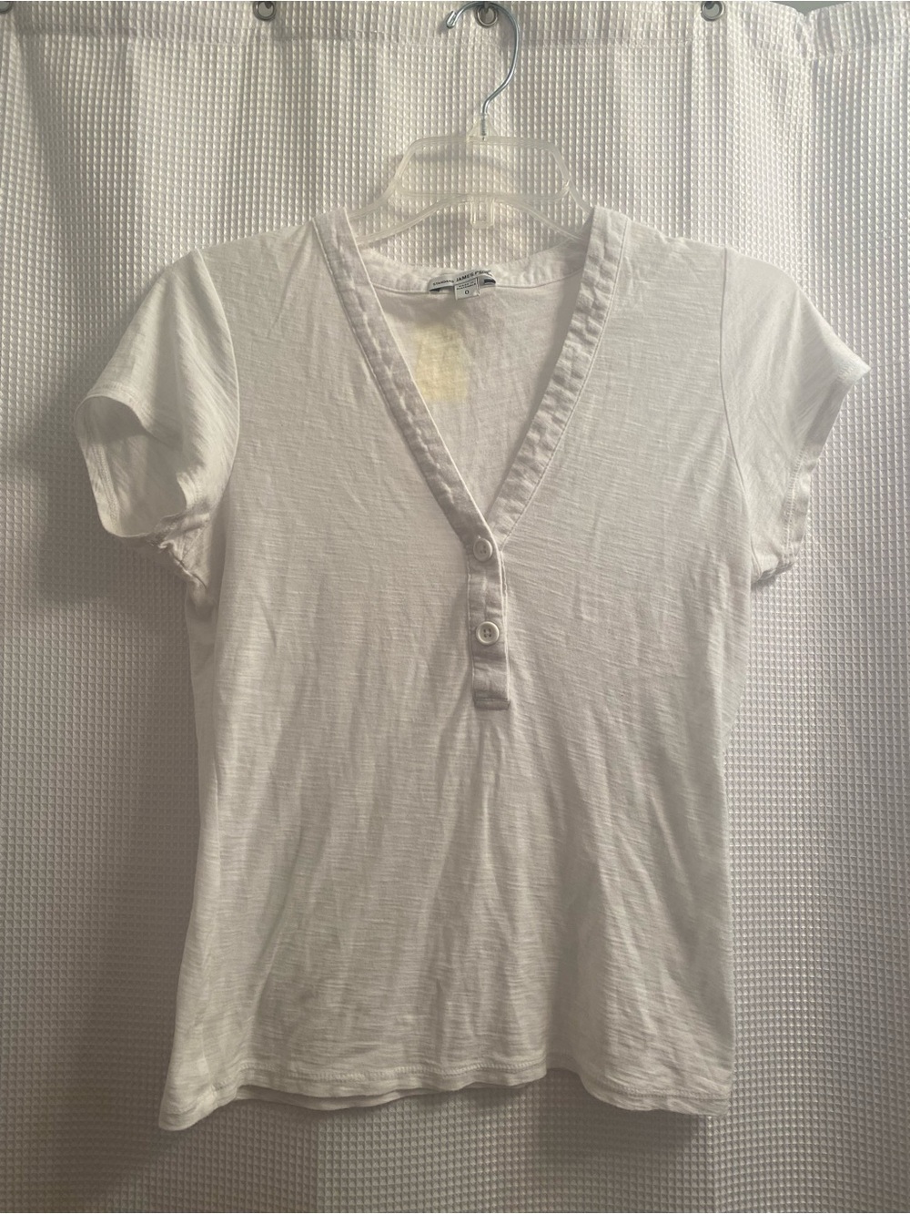 James Perse Short-Sleeve V-Neck Henley Top